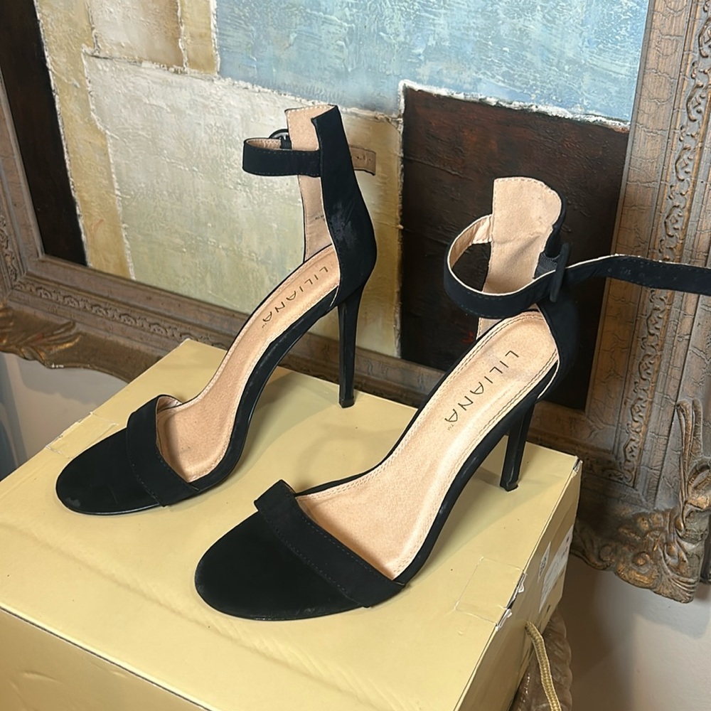 LILIANA black open toe heels